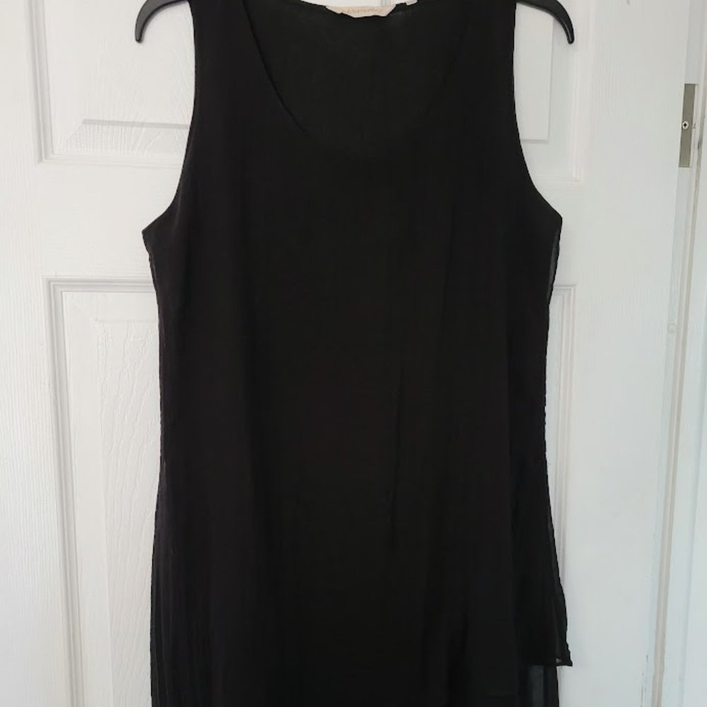 Soft Surroundings layered long sleeveless black tunic Size M